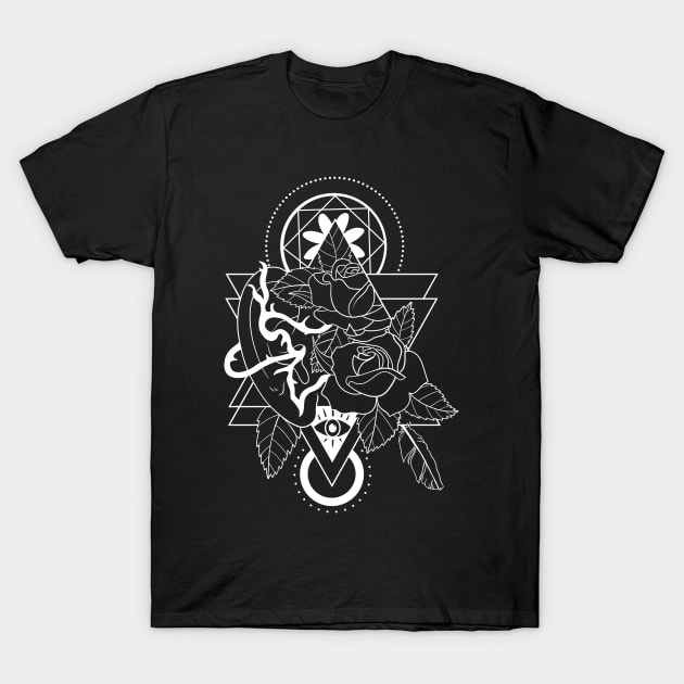 Forking Paths (white lines) T-Shirt by Spazzy Newton